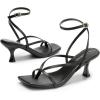 image:imageDREAM PAIRS Womens kitten Low Strappy Lace Up Heels Open Square Toe Thong Ankle Strap Heels Sexy Fashion Comfort Dress Shoes Party Sylvestra Pumps Heeled SandalsBlackpu