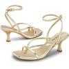 image:imageDREAM PAIRS Womens kitten Low Strappy Lace Up Heels Open Square Toe Thong Ankle Strap Heels Sexy Fashion Comfort Dress Shoes Party Sylvestra Pumps Heeled SandalsGoldpu