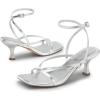 image:imageDREAM PAIRS Womens kitten Low Strappy Lace Up Heels Open Square Toe Thong Ankle Strap Heels Sexy Fashion Comfort Dress Shoes Party Sylvestra Pumps Heeled SandalsSilverpu