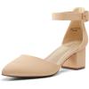 image:imageDREAM PAIRS ANNEE Pointed Toe Low Chunky Heels Pump ShoesNudeNubuck