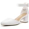 image:imageDREAM PAIRS ANNEE Pointed Toe Low Chunky Heels Pump ShoesWhitePu