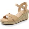 image:imageDREAM PAIRS Espadrille Dressy Wedge Sandals Womens Platform Sandals Casual Summer Comfortable High Heeled Wedges with Adjustable BuckleNudenubuck