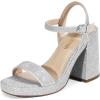 image:imageDREAM PAIRS Heels for Women Block Chunky Platform High Heels Open Toe Fashion Wedding Party Evening Prom Dance Ankle Strap Dress Pump Sandals ShoesSilverglitter
