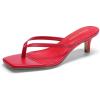 image:imageDREAM PAIRS Kitten Heels for Women Flip Flop Low Heels Square Open Toe Sandals Thong 197 Inch Heeled Sandals for Summer VocationRed