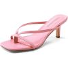 image:imageDREAM PAIRS Kitten Heels for Women Flip Flops Slip on Low Heels Open Square Toe Thong Heeled Strappy Sandals Slides Comfortable Dress ShoesPink