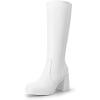 image:imageDREAM PAIRS Knee High Boots for Women Platform Square Toe Chunky Block Heeled Stylish Comfortable Tall Boots with Side ZipperWhitepu