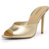 image:imageDREAM PAIRS Mule Heels for Women High Heels Stiletto Open Round Peep Toe Mules Sandals Slip on Dress Shoes Sexy Heeled for Party Dressy Prom WeddingLight Gold