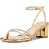 image:imageDREAM PAIRS Womens Chunky Strappy Heels Square Open Toe Ankle Buckle Low Heels Sandals for Daily Wedding Party DressGoldrhinestone