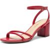 image:imageDREAM PAIRS Womens Chunky Strappy Heels Square Open Toe Ankle Buckle Low Heels Sandals for Daily Wedding Party DressRed