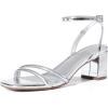 image:imageDREAM PAIRS Womens Chunky Strappy Heels Square Open Toe Ankle Buckle Low Heels Sandals for Daily Wedding Party DressSilver
