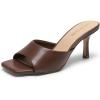 image:imageDREAM PAIRS Womens Kitten Heels Sandals  Square Toe Slip On Low Heels Heeled Mules Footwear for Everyday Dressy amp Casual OccasionsBrown