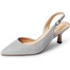 image:imageDREAM PAIRS Womens Kitten Heels Slingback Closed Pointed Toe Low Pumps Shoes Women Party Wedding Sexy Casual Dress ShoesSilverglitter