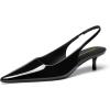 image:imageDREAM PAIRS Womens Kitten Heels Slingback Low Closed Toe Comfortable Pumps Pointed Toe Wedding Party Elegant Dress ShoesBlackpat
