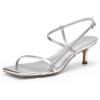 image:imageDREAM PAIRS Womens Low Kitten Heels Square Open Toe Ankle Strap Party Wedding Dressy 216 Inch 2026SS Sandals Shoes With Quiet Heel CapSilver