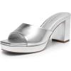 image:imageDREAM PAIRS Womens Platform Block Heel Mule Sandals Square Toe Ankle Strap Slip On Comfortable Heeled Sandals for Party Wedding ShoesSilver