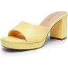 image:imageDREAM PAIRS Womens Platform Block Heel Mule Sandals Square Toe Ankle Strap Slip On Comfortable Heeled Sandals for Party Wedding ShoesYellow