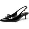 image:imageDREAM PAIRS Womens Slingback Kitten Heels Pointed Toe 217 Inch Low Bow Dress Shoes All Day Wear Comfortable Formal Wedding PumpsBlackpat