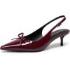 image:imageDREAM PAIRS Womens Slingback Kitten Heels Pointed Toe 217 Inch Low Bow Dress Shoes All Day Wear Comfortable Formal Wedding PumpsBurgundy