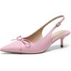 image:imageDREAM PAIRS Womens Slingback Kitten Heels Pointed Toe 217 Inch Low Bow Dress Shoes All Day Wear Comfortable Formal Wedding PumpsPink