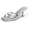 image:imageDREAM PAIRS Womens Square Open Toe Flip Flops Strappy Kitten Heels 25 inch Stability Cute Thong Mules Sandals with Cushioned Insoles for Allday WearSilver