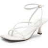 image:imageDREAM PAIRS Womens kitten Low Strappy Lace Up Heels Open Square Toe Thong Ankle Strap Heels Sexy Fashion Comfort Dress Shoes Party Sylvestra Pumps Heeled SandalsWhitepu
