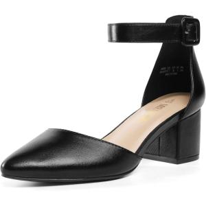 image:imageDREAM PAIRS ANNEE Pointed Toe Low Chunky Heels Pump ShoesBlackPu