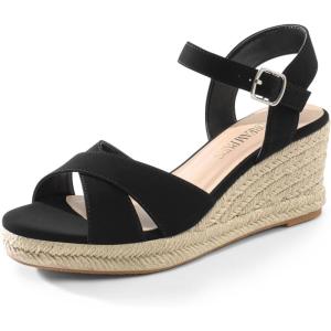image:imageDREAM PAIRS Espadrille Dressy Wedge Sandals Womens Platform Sandals Casual Summer Comfortable High Heeled Wedges with Adjustable BuckleBlacknubuck