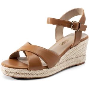 image:imageDREAM PAIRS Espadrille Dressy Wedge Sandals Womens Platform Sandals Casual Summer Comfortable High Heeled Wedges with Adjustable BuckleCamel