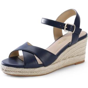 image:imageDREAM PAIRS Espadrille Dressy Wedge Sandals Womens Platform Sandals Casual Summer Comfortable High Heeled Wedges with Adjustable BuckleNavypu