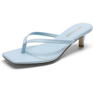 image:imageDREAM PAIRS Kitten Heels for Women Flip Flop Low Heels Square Open Toe Sandals Thong 197 Inch Heeled Sandals for Summer VocationLight Blue