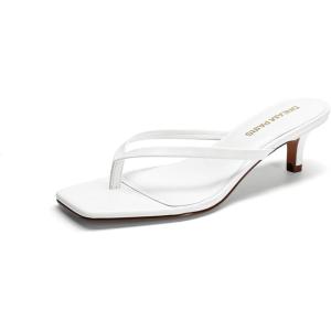 image:imageDREAM PAIRS Kitten Heels for Women Flip Flop Low Heels Square Open Toe Sandals Thong 197 Inch Heeled Sandals for Summer VocationWhite