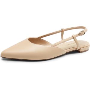 image:imageDREAM PAIRS Slingback Flats for Women PointedToe Elegant Womens Ballet Flats with Buckle Strap Classic Low Heel Dress Shoes for Casual Work Office PartyNudepu