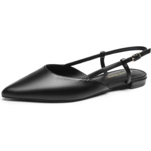 image:imageDREAM PAIRS Slingback Flats for Women PointedToe Elegant Womens Ballet Flats with Buckle Strap Classic Low Heel Dress Shoes for Casual Work Office PartyAll Blackpu