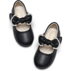 image:imageDREAM PAIRS Toddler Flower Girl Dress Shoes Little Girls Mary Janes Ballet Flats Ballerina Shoes Wedding PartyBlackPu