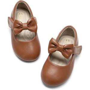 image:imageDREAM PAIRS Toddler Flower Girl Dress Shoes Little Girls Mary Janes Ballet Flats Ballerina Shoes Wedding PartyBrown
