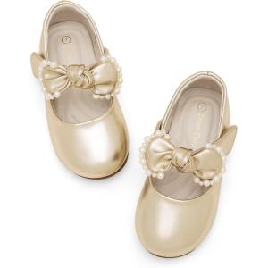 image:imageDREAM PAIRS Toddler Flower Girl Dress Shoes Little Girls Mary Janes Ballet Flats Ballerina Shoes Wedding PartyGold