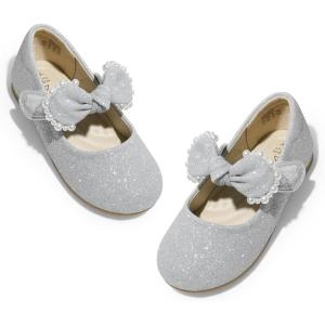 image:imageDREAM PAIRS Toddler Flower Girl Dress Shoes Little Girls Mary Janes Ballet Flats Ballerina Shoes Wedding PartySilverGlitter