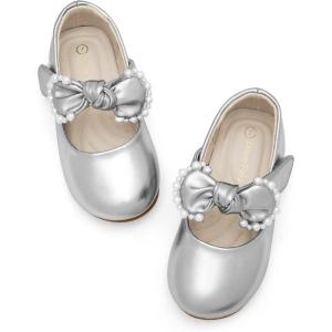 image:imageDREAM PAIRS Toddler Flower Girl Dress Shoes Little Girls Mary Janes Ballet Flats Ballerina Shoes Wedding PartySliver