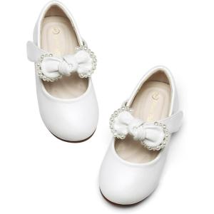 image:imageDREAM PAIRS Toddler Flower Girl Dress Shoes Little Girls Mary Janes Ballet Flats Ballerina Shoes Wedding PartyWhitePu