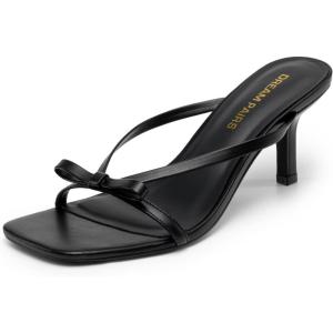 image:imageDREAM PAIRS Womens Bow Heels  Kitten Heel Mule Sandals Square Toe Strappy Slip On Dress Heels Elegant Bridal Wedding Party Formal Shoes for Special OccasionsBlack