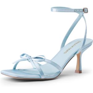 image:imageDREAM PAIRS Womens Bow Heels Kitten Heels for Women Square Toe Strappy Heeled Sandals Elegant Wedding amp Bridal Bownots Sandals for Formal amp Special OccasionsBlue