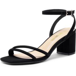image:imageDREAM PAIRS Womens Chunky Strappy Heels Square Open Toe Ankle Buckle Low Heels Sandals for Daily Wedding Party DressBlack