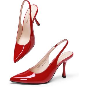 image:imageDREAM PAIRS Womens Heels Slingback Stiletto Pumps Shoes Pointed Closed Toe Kitten Heels Dress Bridal Elegant Wedding Sexy PartyRed