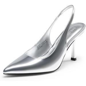 image:imageDREAM PAIRS Womens Heels Slingback Stiletto Pumps Shoes Pointed Closed Toe Kitten Heels Dress Bridal Elegant Wedding Sexy PartySilverpat