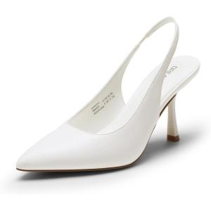 image:imageDREAM PAIRS Womens Heels Slingback Stiletto Pumps Shoes Pointed Closed Toe Kitten Heels Dress Bridal Elegant Wedding Sexy PartyWhitepu