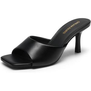 image:imageDREAM PAIRS Womens Kitten Heels Sandals  Square Toe Slip On Low Heels Heeled Mules Footwear for Everyday Dressy amp Casual OccasionsAll Black