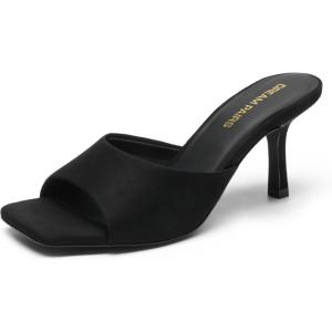 image:imageDREAM PAIRS Womens Kitten Heels Sandals  Square Toe Slip On Low Heels Heeled Mules Footwear for Everyday Dressy amp Casual OccasionsClassic Black