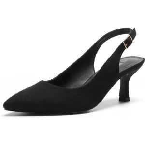 image:imageDREAM PAIRS Womens Kitten Heels Slingback Closed Pointed Toe Low Pumps Shoes Women Party Wedding Sexy Casual Dress ShoesBlacksuede1