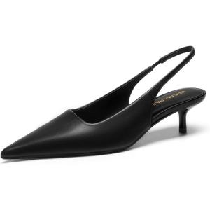 image:imageDREAM PAIRS Womens Kitten Heels Slingback Low Closed Toe Comfortable Pumps Pointed Toe Wedding Party Elegant Dress ShoesBlackpu