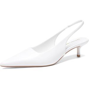 image:imageDREAM PAIRS Womens Kitten Heels Slingback Low Closed Toe Comfortable Pumps Pointed Toe Wedding Party Elegant Dress ShoesWhite